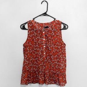 GAP orange/blue floral sleeveless blouse